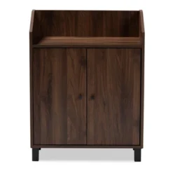 Rossin Walnut Finished 2 Door Wood Entryway Shoe Storage Cabinet With Open Shelf Brown - Baxton Studio -Outlet Baxton Studio Store GUEST 43594d31 49d7 4d34 a0f0 3a681922777a