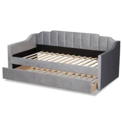 Lennon Velvet Fabric Upholstered Daybed With Trundle - Baxton Studio -Outlet Baxton Studio Store GUEST 4375ebaf 57d2 47a4 8a4f c2dba33373f9
