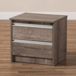 Gallia Modern And Contemporary Oak Finished 2 Drawer Nightstand Brown - Baxton Studio -Outlet Baxton Studio Store GUEST 438a6de7 4a0b 4bad 87d2 9c7f3f1e5d01