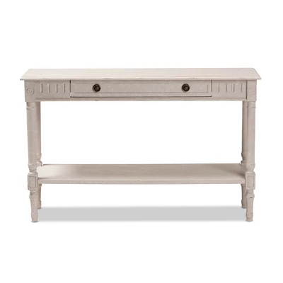 Ariella Whitewashed 1 Drawer Console Table White - Baxton Studio 1 Ariella Whitewashed 1 Drawer Console Table White - Baxton Studio