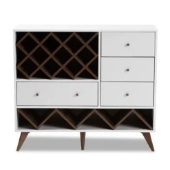 Baxton Studio Savino And Walnut Finished Wood Wine Cabinet White/Brown - BaxtonStudio -Outlet Baxton Studio Store GUEST 43e35d41 cc63 4b36 9a27 0d2d54dfa14b