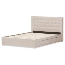 Queen Rene Modern And Contemporary Fabric 4 Drawer Storage Platform Bed - Baxton Studio -Outlet Baxton Studio Store GUEST 44dbda8d 5f16 454b a6e6 5bd43c1c5284