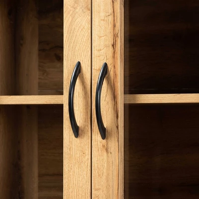 Laurana Wood Kitchen Cabinet And Hutch Oak Brown - Baxton Studio 4 Laurana Wood Kitchen Cabinet And Hutch Oak Brown - Baxton Studio - Image 4