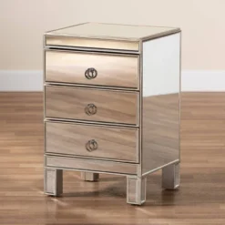 Ewan Mirrored 3 Drawer Nightstand Silver - Baxton Studio 13 Ewan Mirrored 3 Drawer Nightstand Silver - Baxton Studio -Outlet Baxton Studio Store GUEST 45259b72 e016 4aa8 8642 0d6c01d7d5d8