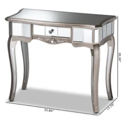 Elgin Brushed Wood And Mirrored Glass 1 Drawer Console Table Silver/Mirror - Baxton Studio -Outlet Baxton Studio Store GUEST 4527e58a 4b92 491b 9078 30a29aea7539
