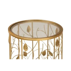 Anaya Glam Brushed Metal And Glass Leaf Accent End Table Gold - Baxton Studio -Outlet Baxton Studio Store GUEST 455e6b85 2120 4053 b7fc b66cbc4ec7ce