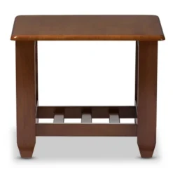 Larissa Modern Classic Mission Style Living Room Occasional End Table - Cherry Brown - Baxton Studio
