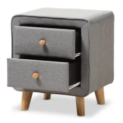 Jonesy Mid - Century Fabric Upholstered 2 - Drawer Nightstand - Gray - Baxton Studio -Outlet Baxton Studio Store GUEST 461d7df4 2508 4874 bc31 6a25e06039a2