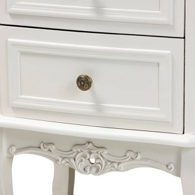 2 Drawer Darlene Wood Nightstand White/Cherry Brown - Baxton Studio 4 2 Drawer Darlene Wood Nightstand White/Cherry Brown - Baxton Studio - Image 4
