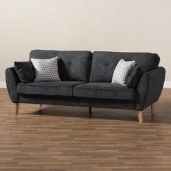 Miranda Mid-Century Modern Fabric Upholstered Sofa Dark Gray - Baxton Studio -Outlet Baxton Studio Store GUEST 467154b6 34e3 4388 acab 4186bce29bca