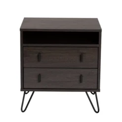 Glover Wood And Metal 2 Drawer Nightstand Brown/Gold - Baxton Studio -Outlet Baxton Studio Store GUEST 46d3a133 4b2d 4470 ab90 ef2d81d1dccc