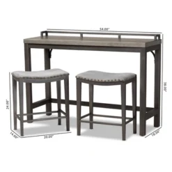 3pc Noll Upholstered Metal Counter Height Dining Set Gray - Baxton Studio -Outlet Baxton Studio Store GUEST 46ddfea0 0991 4421 a242 d91eeb69269f