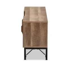 Veanna Bohemian Natural Wood And Metal 2 Door Synthetic Rattan TV Stand For TVs Up To 40" Brown/Black - Baxton Studio -Outlet Baxton Studio Store GUEST 46ed1798 ad00 43e1 8036 d47c9270da0d