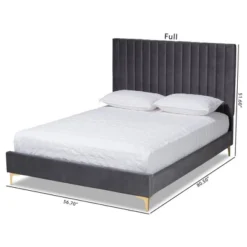 Serrano Velvet Fabric Upholstered And Metal Platform Bed - Baxton Studio -Outlet Baxton Studio Store GUEST 470fff7a 4ce0 4f38 8a40 7d91b8e6b99d
