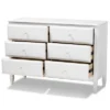 6 Drawer Naomi Wood Bedroom Dresser White/Gold - Baxton Studio