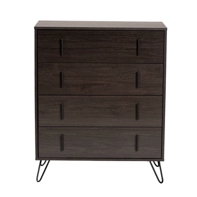 Baldor Wood Metal 4 Drawer Bedroom Chest Dark Brown - Baxton Studio 3 Baldor Wood Metal 4 Drawer Bedroom Chest Dark Brown - Baxton Studio - Image 3