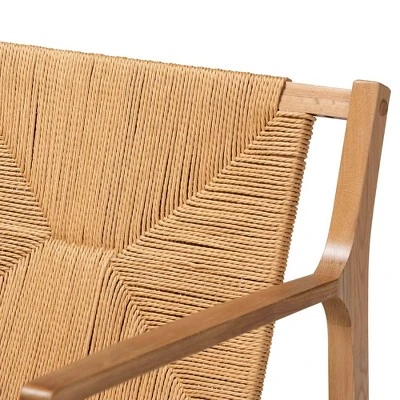 Delaney Wood Hemp Accent Chair Oak Brown - Baxton Studio 9 Delaney Wood Hemp Accent Chair Oak Brown - Baxton Studio - Image 9