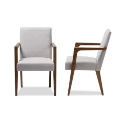Set Of 2 Andrea Mid - Century Modern Upholstered Wooden Armchair - Grayish Beige - Baxton Studio -Outlet Baxton Studio Store GUEST 4794c1be b614 4c83 b8a7 4e9e9c14a9e6