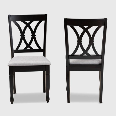 2pc Reneau Upholstered Wood Dining Chair Set - Baxton Studio 1 2pc Reneau Upholstered Wood Dining Chair Set - Baxton Studio