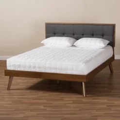Alke Fabric Upholstered Walnut Finished Platform Bed - Baxton Studio 11 Alke Fabric Upholstered Walnut Finished Platform Bed - Baxton Studio -Outlet Baxton Studio Store GUEST 47e76c57 b5df 4466 a871 56865680562c