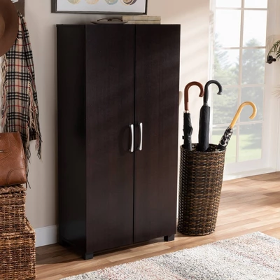 Marine Wenge Finished 2 Door Wood Entryway Shoe Storage Cabinet Brown - Baxton Studio 1 Marine Wenge Finished 2 Door Wood Entryway Shoe Storage Cabinet Brown - Baxton Studio