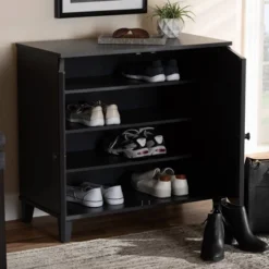 Shelf Wood Shoe Storage Cabinet Glidden Finished Dark Gray - Baxton Studio -Outlet Baxton Studio Store GUEST 487b3bea b7d9 4708 8d32 ad9494f713c6