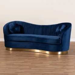 Nevena Velvet Sofa Blue - Baxton Studio -Outlet Baxton Studio Store GUEST 48997861 6362 4450 8f1c 2be739aae2be