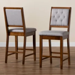 2pc Gideon Fabric Upholstered And Wood Counter Height Barstool Set - Baxton Studio -Outlet Baxton Studio Store GUEST 49fb52f3 4bdb 4512 ae5d 1760301a1285