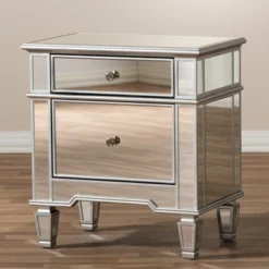 Sussie Hollywood Regency Glamour Style Mirrored 2 - Drawer Nightstand - Baxton Studio -Outlet Baxton Studio Store GUEST 4a286267 68e3 4a3a ad2c d8ba3652f0d5