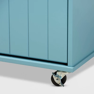 Liona Sky Wood Kitchen Storage Cart Blue/Natural - Baxton Studio 10 Liona Sky Wood Kitchen Storage Cart Blue/Natural - Baxton Studio - Image 10