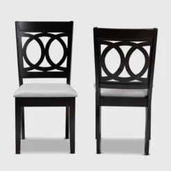 2pc Lenoir Upholstered Wood Dining Chair Set - Baxton Studio