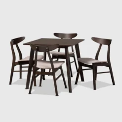 5pc Britte Fabric Upholstered Wood Dining Set - Baxton Studio -Outlet Baxton Studio Store GUEST 4bd3d41f df6e 43cc a1fe 3ee1c4cc772b