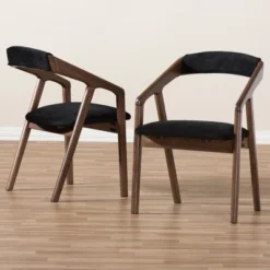Set Of 2 Wendy Midcentury Modern Velvet And Walnut Wood Finishing Dining Chairs Dark Gray/ Brown - Baxton Studio -Outlet Baxton Studio Store GUEST 4c13cde8 8c72 4c99 8842 37bb2994835c