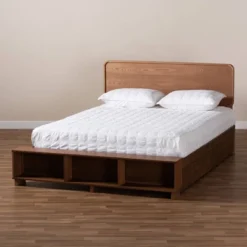 4 Drawer Vita Modern Transitional Wood Platform Storage Bed Walnut/Brown - Baxton Studio -Outlet Baxton Studio Store GUEST 4cb19e50 3350 4590 a583 6ddcf4be73ba