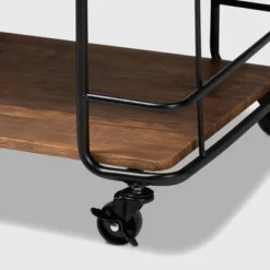 Neal Metal And Wood Kitchen Serving Cart Walnut/Black - Baxton Studio -Outlet Baxton Studio Store GUEST 4d9600ee e89e 4412 9c4f 7205fb96cbf8
