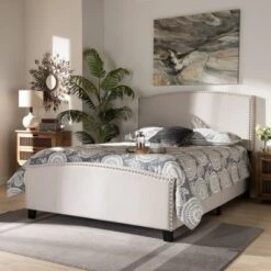 Morgan Fabric Upholstered Panel Bed - Baxton Studio -Outlet Baxton Studio Store GUEST 4dc2d410 0766 46d4 9d60 2ebda2e66575