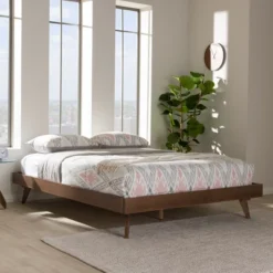 Jacob Mid - Century Modern Walnut Finished Solid Wood Bed Frame - Baxton Studio -Outlet Baxton Studio Store GUEST 4e3887f6 ec83 4a73 9c55 beb6760fe518