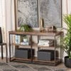 Bardot Wood And Metal 3 Tier Console Table Walnut Brown/Black - Baxton Studio