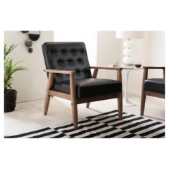 Sorrento Mid - Century Retro Modern Faux Leather Upholstered Wooden Lounge Chair - Baxton Studio -Outlet Baxton Studio Store GUEST 4fb5eb89 94fb 4ada b511 df8942491c85