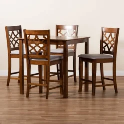5pc Nisa Wood Pub Dining Set Walnut/Brown - Baxton Studio -Outlet Baxton Studio Store GUEST 4fff53db 21ee 46f1 b1df 8153f38e0b83