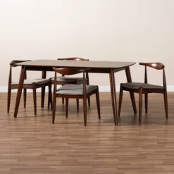 5pc Aeron Wood Dining Set Light Gray/Walnut - Baxton Studio -Outlet Baxton Studio Store GUEST 508698a1 4050 46fb b831 12dcf4d6290a