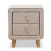 Jonesy Mid - Century Linen Upholstered 2 - Drawer Nightstand - Buff Beige - Baxton Studio