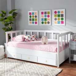 Twin To King Kendra Expandable Daybed With Storage Drawers White - Baxton Studio -Outlet Baxton Studio Store GUEST 51907bb2 17f1 43ca 8100 2795444e40b7