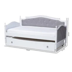 Twin Marlie Upholstered Daybed With Trundle Gray/White - Baxton Studio -Outlet Baxton Studio Store GUEST 51938ccc ff8e 4057 a29b 84734cd56ff9