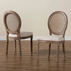 Set Of 2 Louis Fabric Upholstered With Rattan And Wood Dining Chairs Beige/Brown - Baxton Studio 14 Set Of 2 Louis Fabric Upholstered With Rattan And Wood Dining Chairs Beige/Brown - Baxton Studio -Outlet Baxton Studio Store GUEST 52330214 8b11 4da1 866e 4d8d6d73a0c5