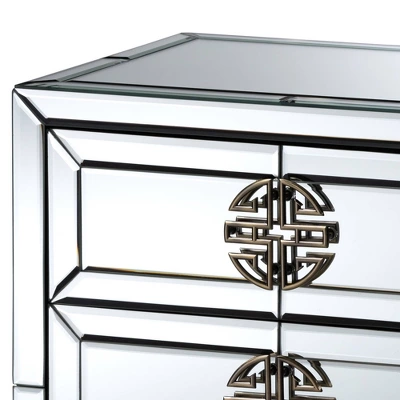 Laken 3 Drawers Mirrored Nightstand - Baxton Studio 4 Laken 3 Drawers Mirrored Nightstand - Baxton Studio - Image 4