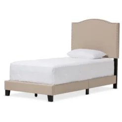 Twin Benjamin Modern And Contemporary Linen Upholstered Arched Platform Bed With Nailhead - Baxton Studio -Outlet Baxton Studio Store GUEST 527059d8 3fe2 4835 84d5 188fe572e1ac