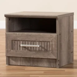 Gallia Modern And Contemporary Oak Finished 1 Drawer Nightstand Brown - Baxton Studio -Outlet Baxton Studio Store GUEST 52cf1045 b886 4b2e a6f7 adf2de06b10a