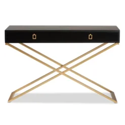 Madan Wood And Metal 2 Drawer Console Table Black/Gold - Baxton Studio -Outlet Baxton Studio Store GUEST 52db4eb5 ef4e 4c67 a6e7 62797b3bc02e