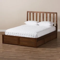 Queen Raurey Modern And Contemporary Walnut Finished Storage Platform Bed Brown - Baxton Studio -Outlet Baxton Studio Store GUEST 538cba74 5795 4448 8435 e9ed42da9347